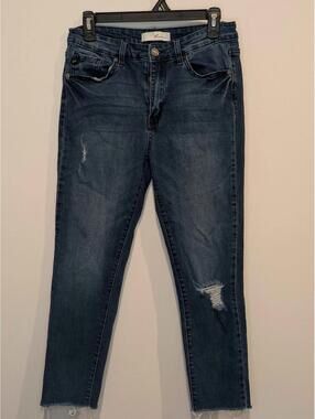 KanCan Dark Wash Distressed Raw Hem Jeans size 11